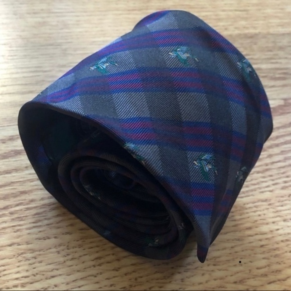 Club Room Silk Plaid with Mallard Drake Ducks Tie